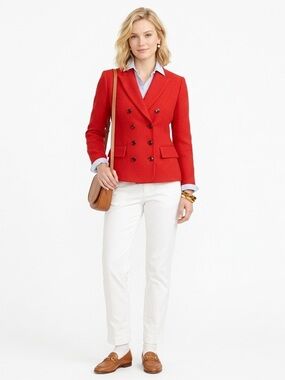 Evan Picone Red Wool Blazer Jacket Size 4 Preppy